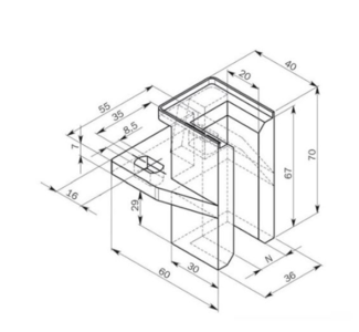 Guide Shoe Insert for Guide Jaw 70x35x40mm, Guide 9mm Synergy TKE