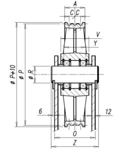 Vrvenica odklonska 400x5x10mm, os Ø55mm 