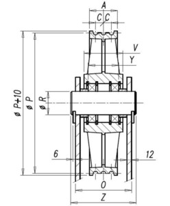 Vrvenica odklonska 400x5x10mm, os Ø55mm 