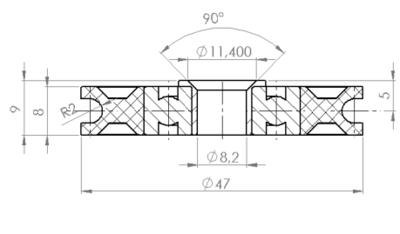 Kolo vrvi vrat Ø47x8/3,5mm FERMATOR 