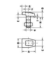 Sliding Clip, Bare T2, Nut, Washer