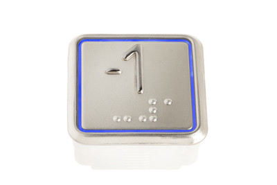 Tipka pozivna ITALO, modra, inox, izbočena, Braille VEGA 