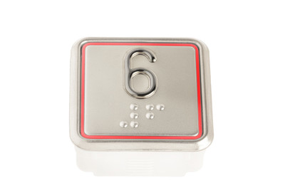 Tipka pozivna ITALO, rdeča, inox, izbočena, Braille VEGA